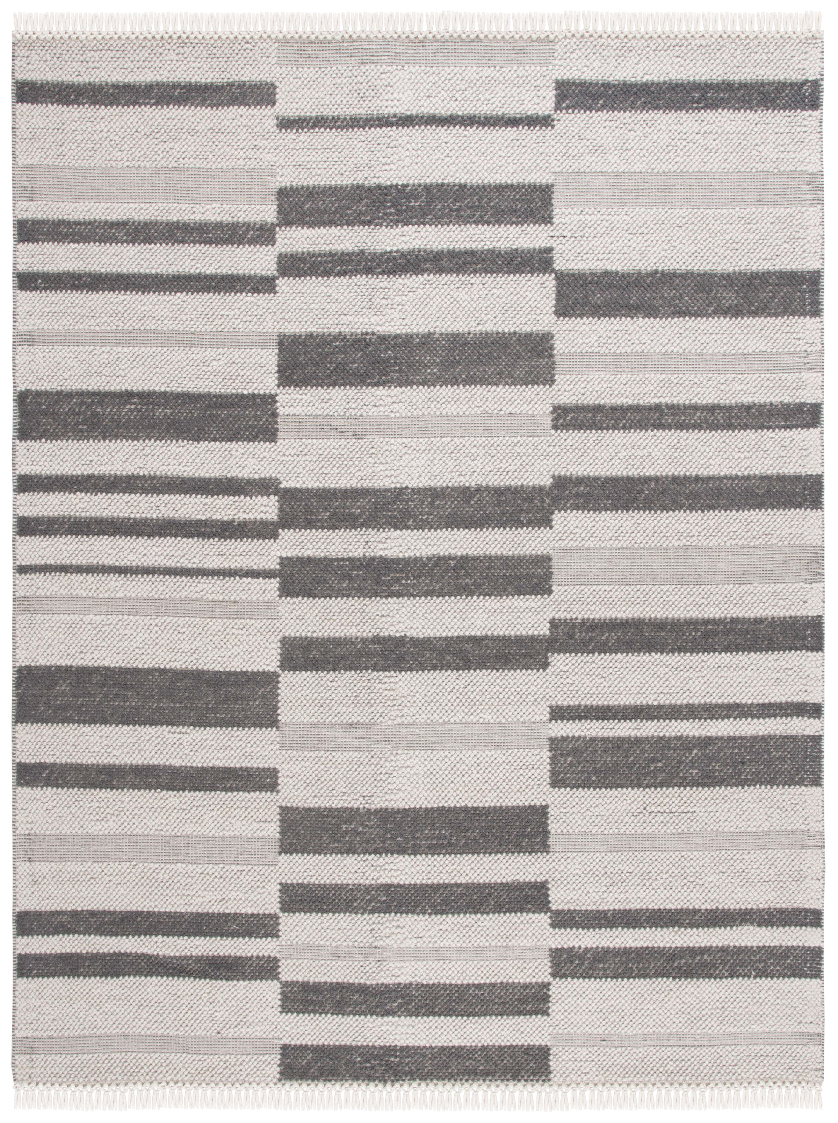 SAFAVIEH Natura Qendro Striped Area Rug, Ivory/Dark Grey, 8' x 10'