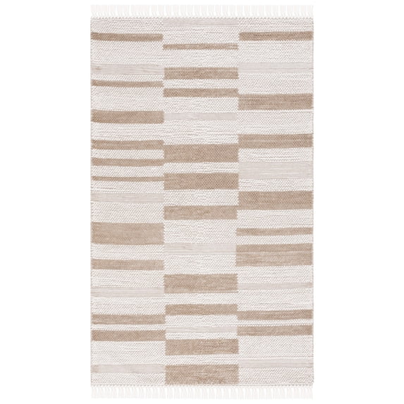 SAFAVIEH Natura Qendro Striped Area Rug, Ivory/Light Brown, 5' x 8'