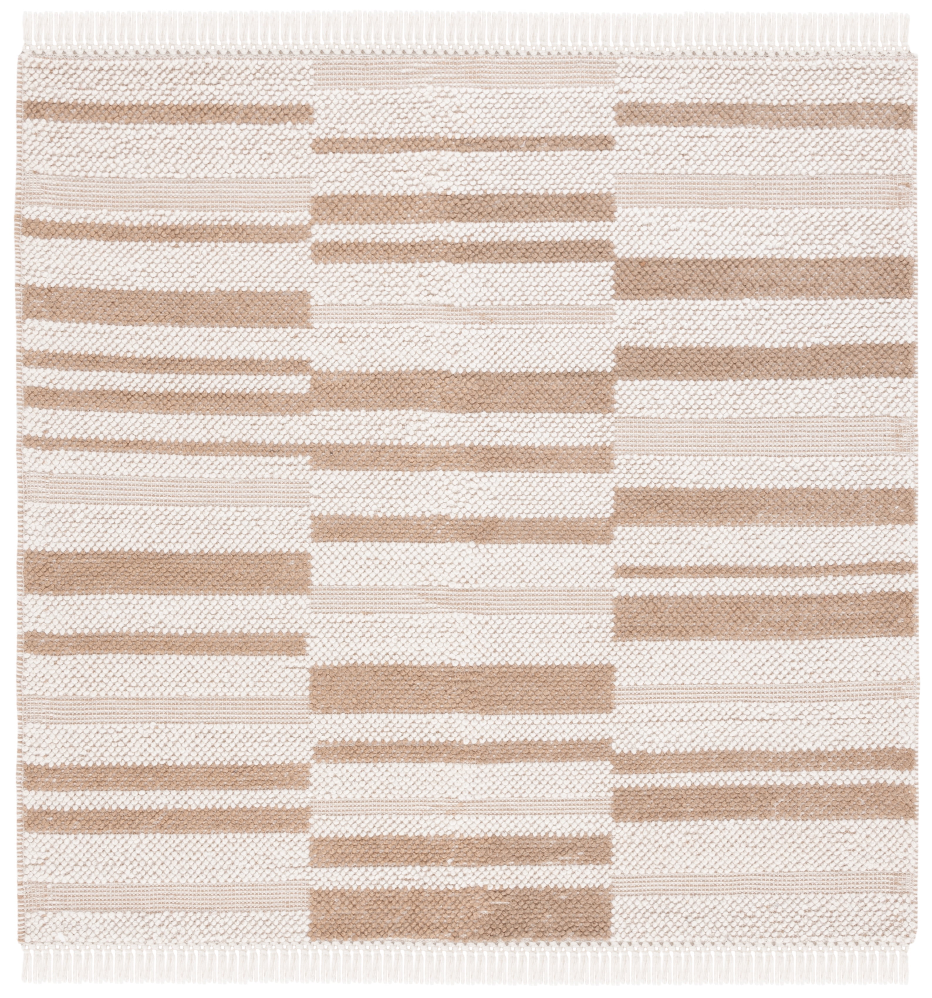 SAFAVIEH Natura Qendro Striped Area Rug, Ivory/Light Brown, 6' x 6' Square