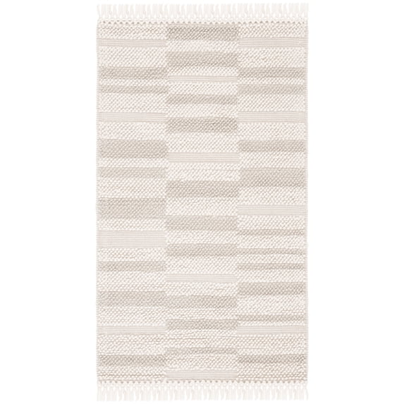 SAFAVIEH Natura Qendro Striped Area Rug, Ivory/Silver, 4' x 6'