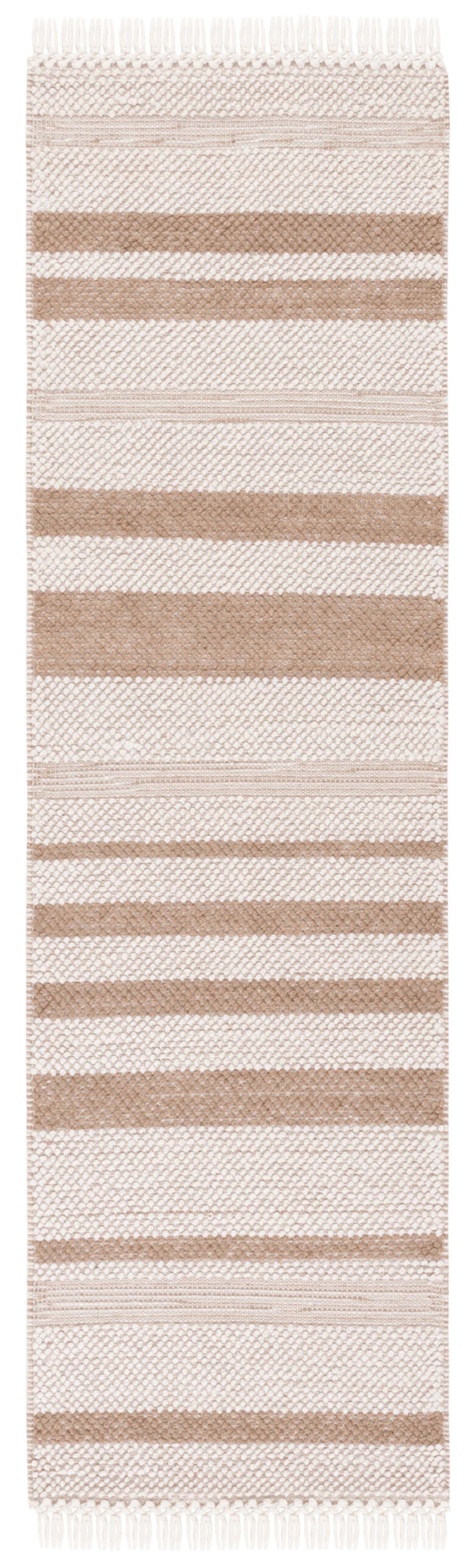 SAFAVIEH Natura Qendro Striped Runner Rug, Ivory/Light Brown, 2'3" x 8'