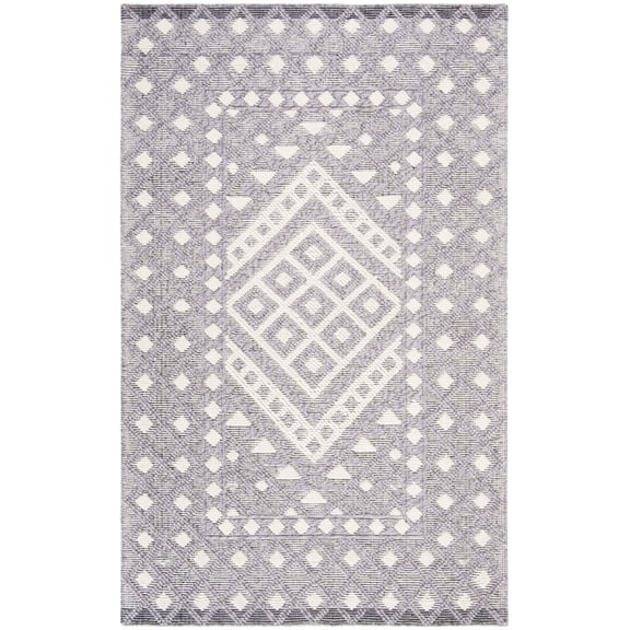 SAFAVIEH Natura Raschelle Geometric Diamonds Area Rug, Cream/Purple, 6' x 9'