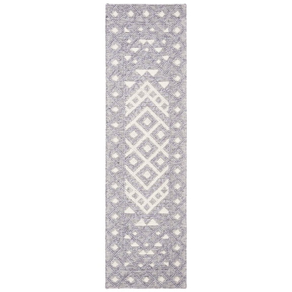 SAFAVIEH Natura Raschelle Geometric Diamonds Runner Rug, Cream/Purple, 2'3" x 8'