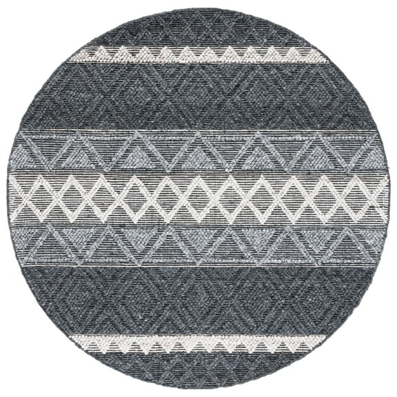 SAFAVIEH Natura Rebecca Southwestern Area Rug, Charcoal/Ivory, 6' x 6' Round