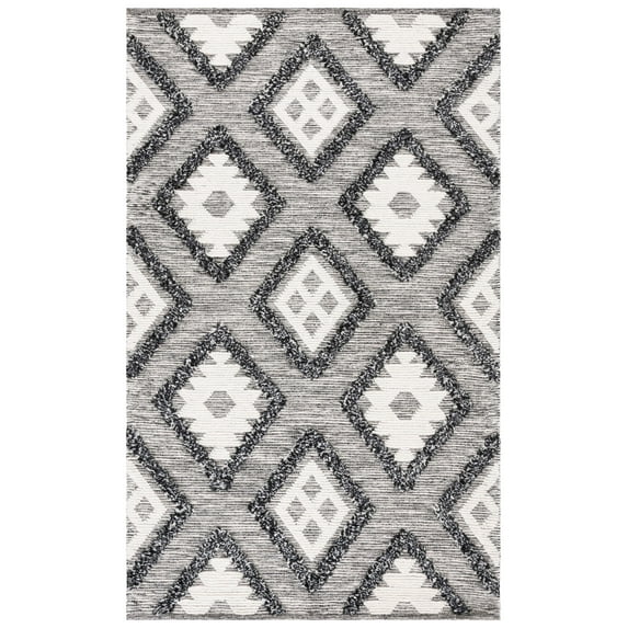 SAFAVIEH Natura Regena Diamond Area Rug, Black/Ivory, 5' x 8'