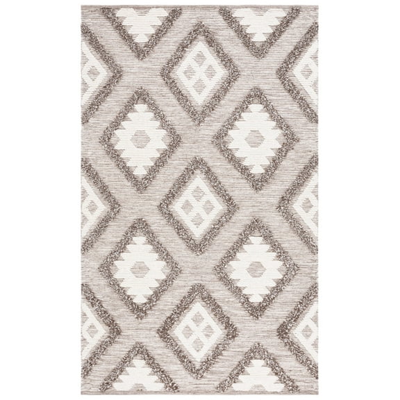 SAFAVIEH Natura Regena Diamond Area Rug, Dark Grey/Ivory, 6' x 9'