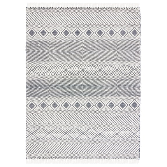 SAFAVIEH Natura Renee Geometric Wool Area Rug, Ivory/Navy, 8' x 10'