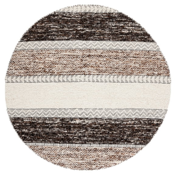 SAFAVIEH Natura Roman Striped Area Rug, Brown/Ivory, 6' x 6' Round