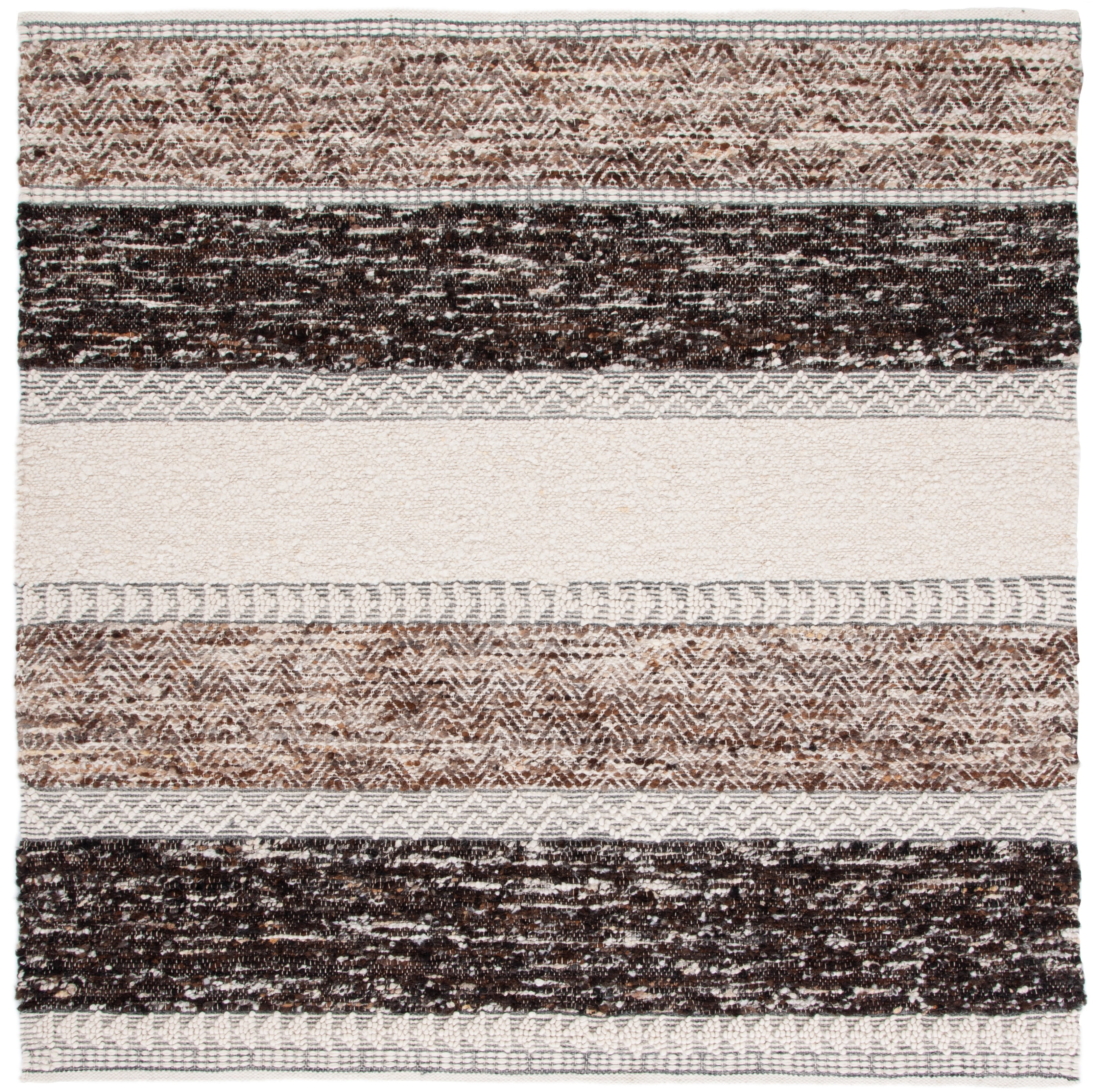 SAFAVIEH Natura Roman Striped Area Rug, Brown/Ivory, 6' x 6' Square