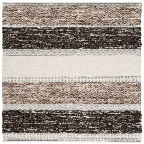 SAFAVIEH Natura Roman Striped Area Rug, Brown/Ivory, 6' x 6' Square