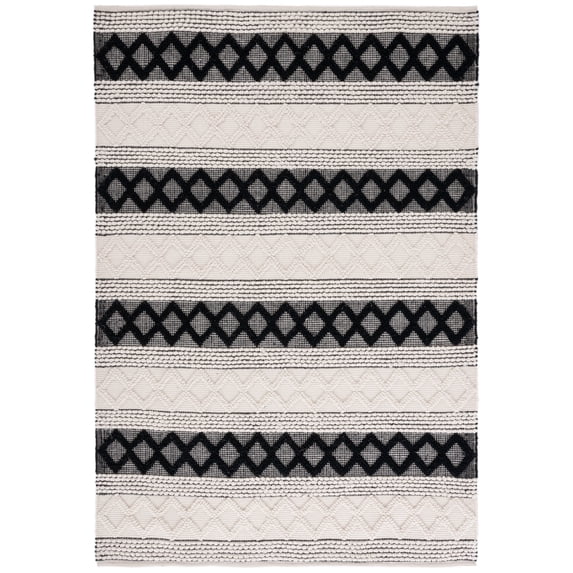 SAFAVIEH Natura Ronni Geometric Striped Area Rug, Ivory/Black, 3' x 5'