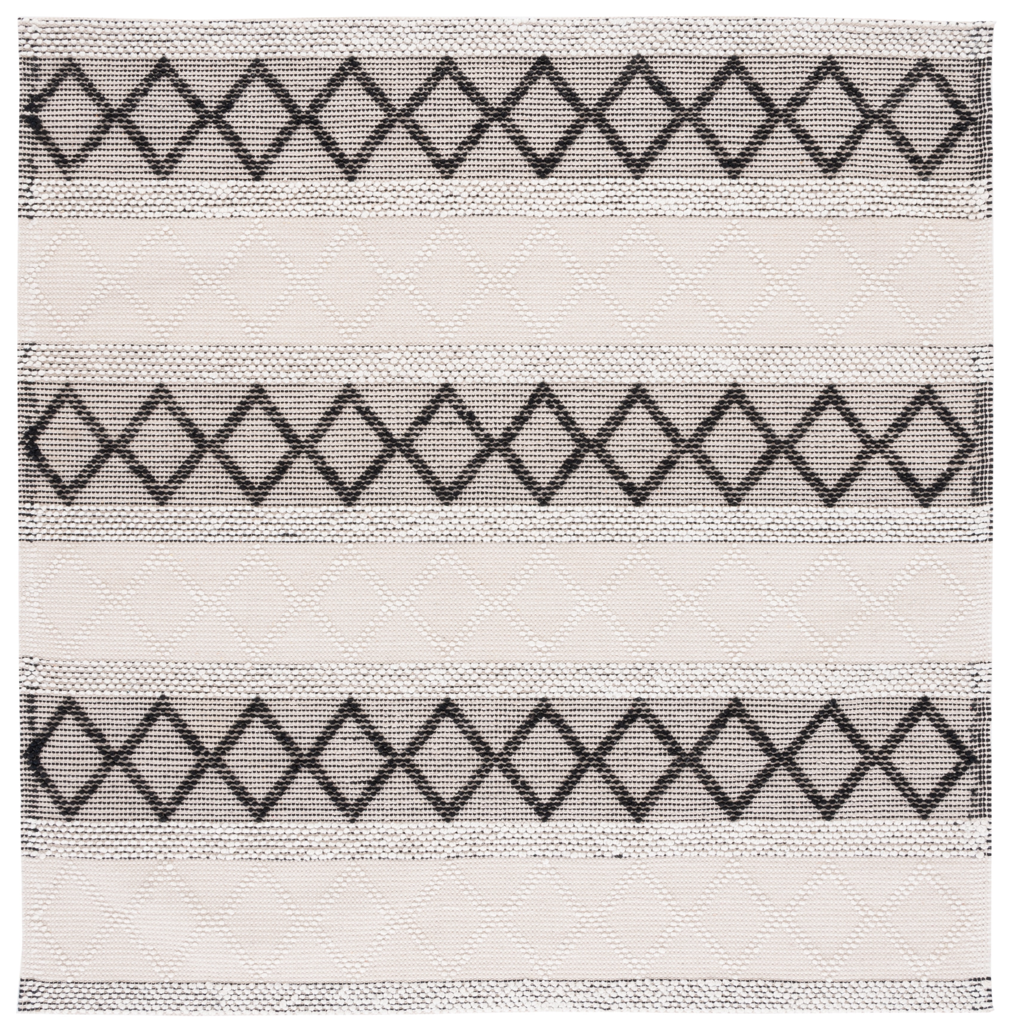 SAFAVIEH Natura Ronni Geometric Striped Area Rug, Ivory/Black, 6' x 6' Square