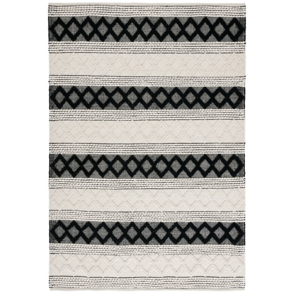 SAFAVIEH Natura Ronni Geometric Striped Area Rug, Ivory/Black, 8' x 10'