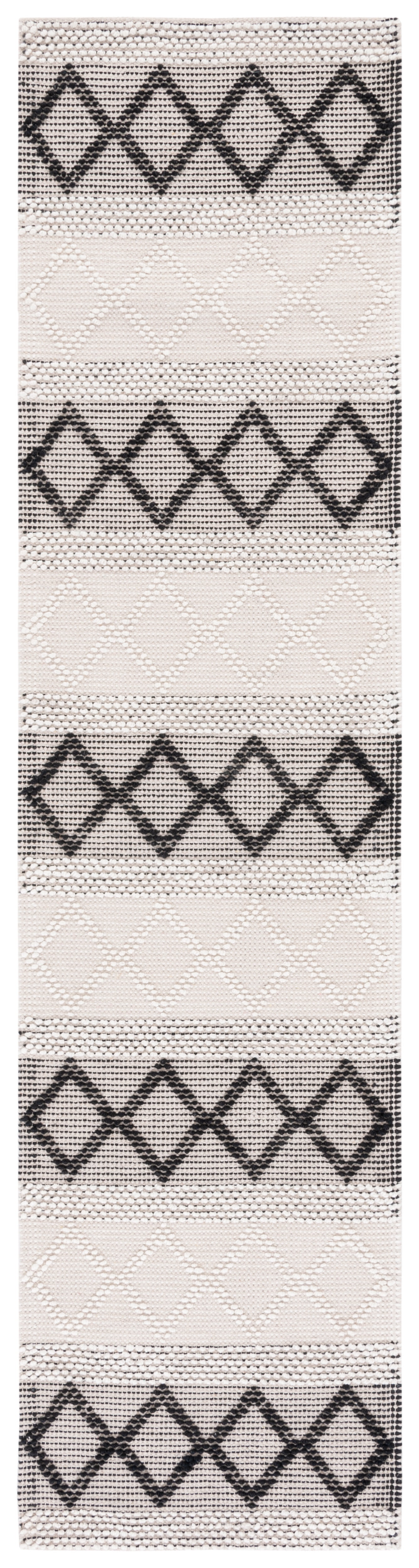 SAFAVIEH Natura Ronni Geometric Striped Runner Rug, Ivory/Black, 2'3" x 9'