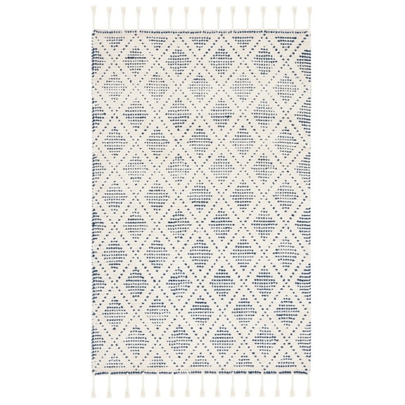 SAFAVIEH Natura Ruadhan Diamond Area Rug, Ivory/Blue, 8' x 10'