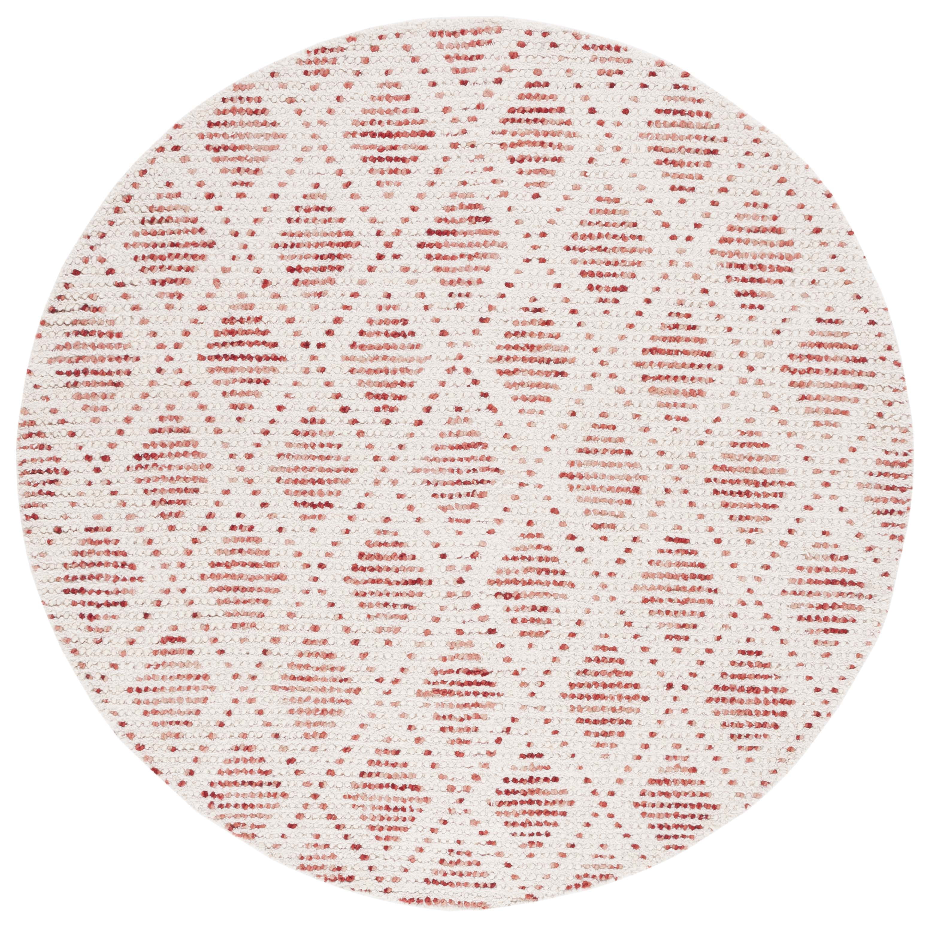 SAFAVIEH Natura Ruadhan Diamond Area Rug, Ivory/Red, 6' x 6' Round