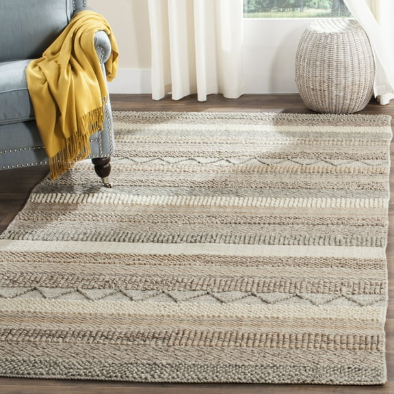 SAFAVIEH Natura Rylan Braided Striped Wool Area Rug, Beige, 3' x 5'