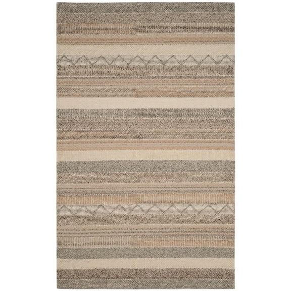 SAFAVIEH Natura Rylan Braided Striped Wool Area Rug, Beige, 5' x 8'