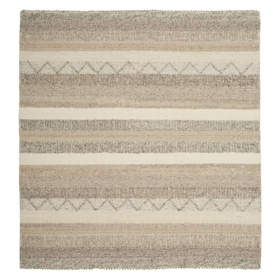 SAFAVIEH Natura Rylan Braided Striped Wool Area Rug, Beige, 6' x 6' Square