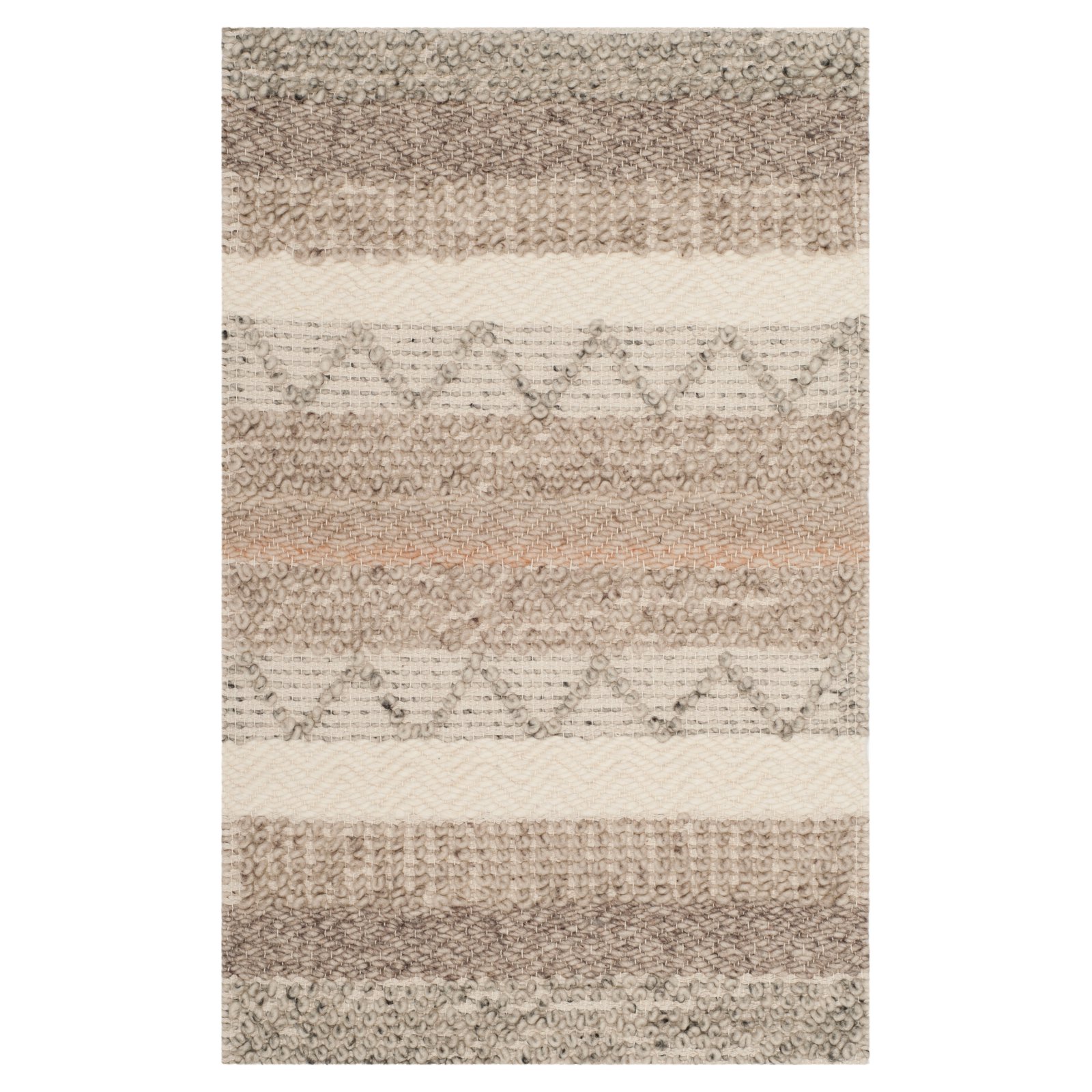 Woolx Rylan SAFAVIEH Natura Rylan Braided Striped Wool Area Rug, Beige, 8' x 8 ...
