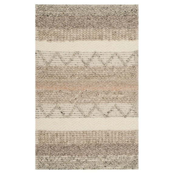 SAFAVIEH Natura Rylan Braided Striped Wool Area Rug, Beige, 8' x 8' Square