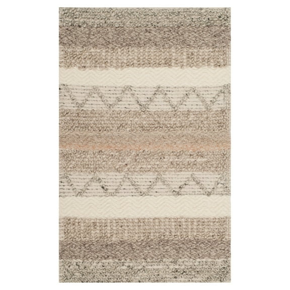 SAFAVIEH Natura Rylan Braided Striped Wool Area Rug, Beige, 8' x 8' Square
