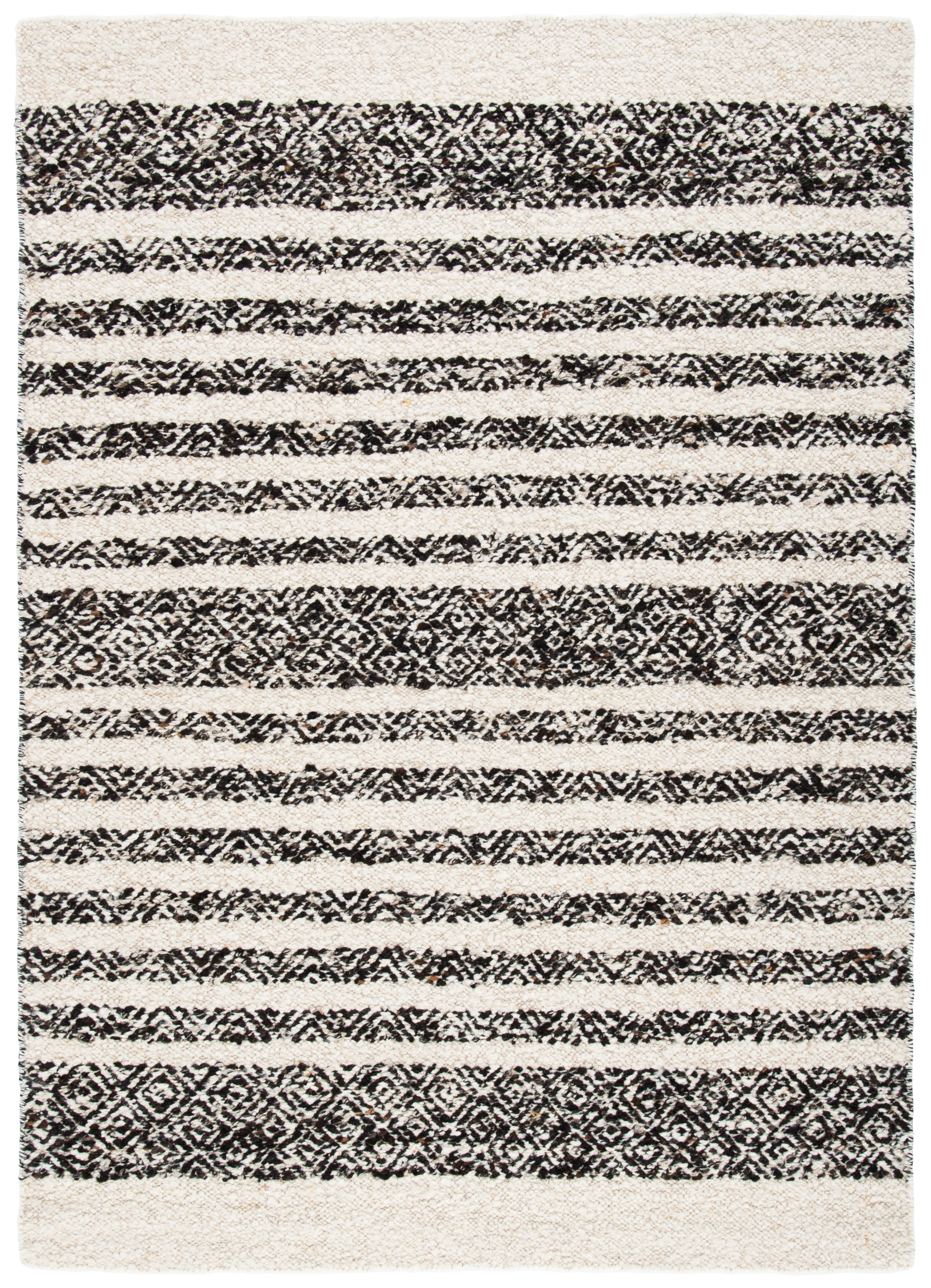 SAFAVIEH Natura SHASTA Geometric Striped Area Rug, Black/Ivory, 3' x 5'