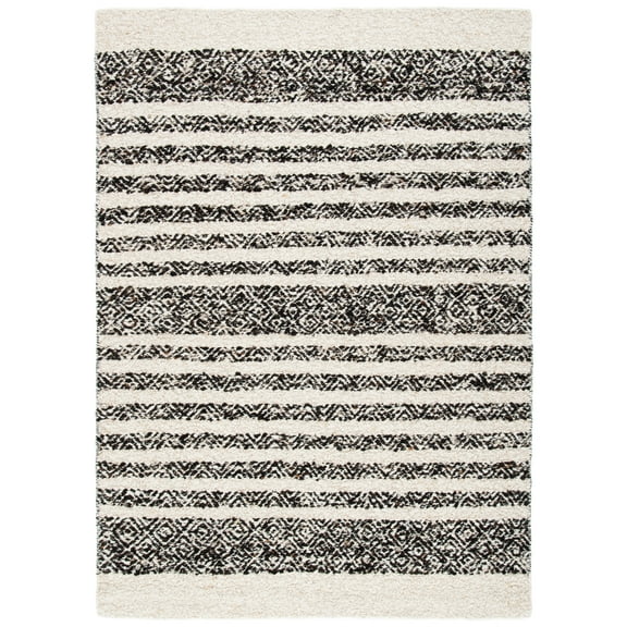 SAFAVIEH Natura SHASTA Geometric Striped Area Rug, Black/Ivory, 3' x 5'