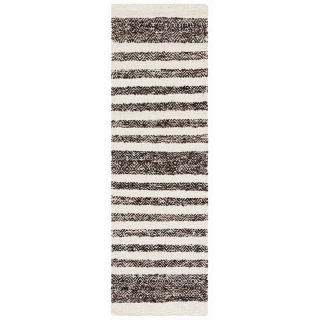 SAFAVIEH Natura SHASTA Geometric Striped Runner Rug, Black/Ivory, 2'3" x 8'