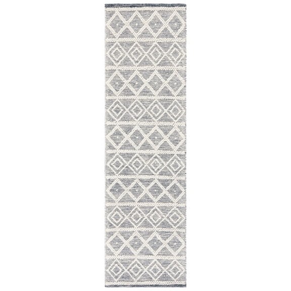 SAFAVIEH Natura Salazar Geometric Runner Rug, Ivory/Navy, 2'3" x 8'