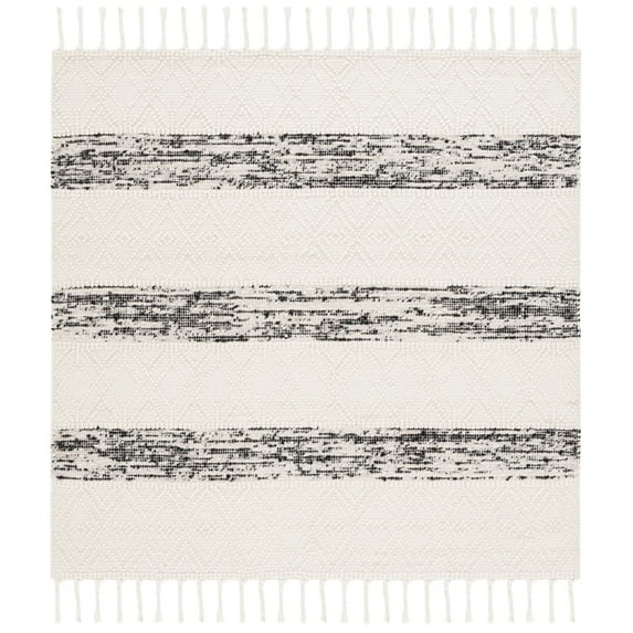 SAFAVIEH Natura Salvador Southwestern Area Rug, Ivory/Black, 6' x 6' Square