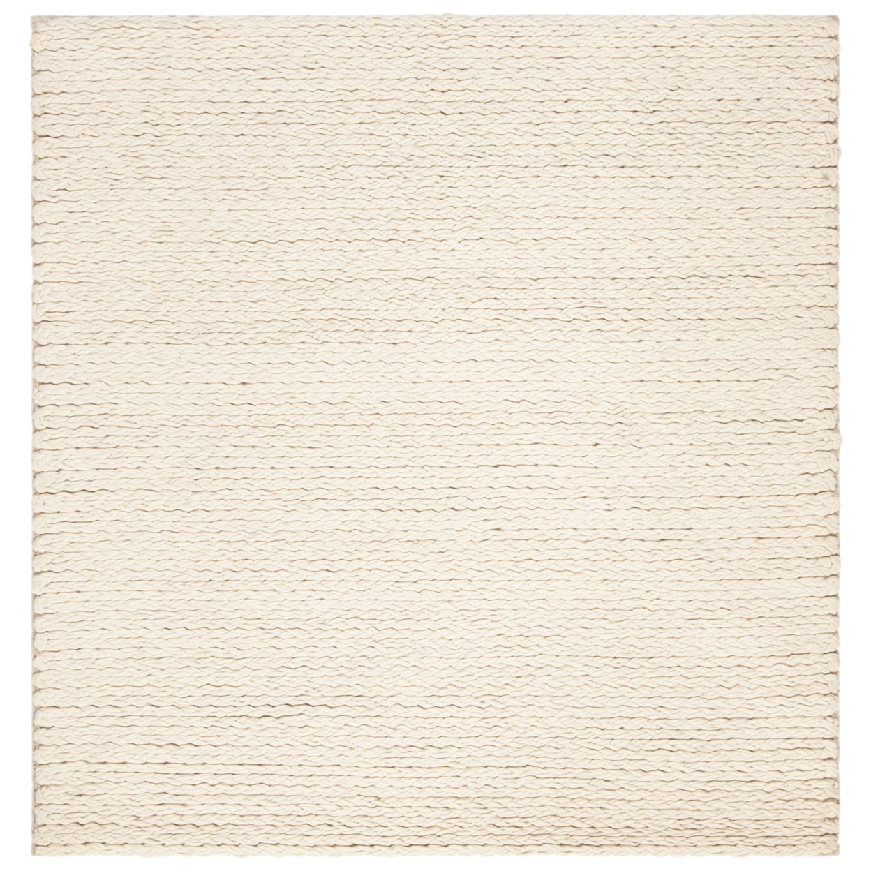 Handmade Ivory Braided Wool 6' Square Area Rug
