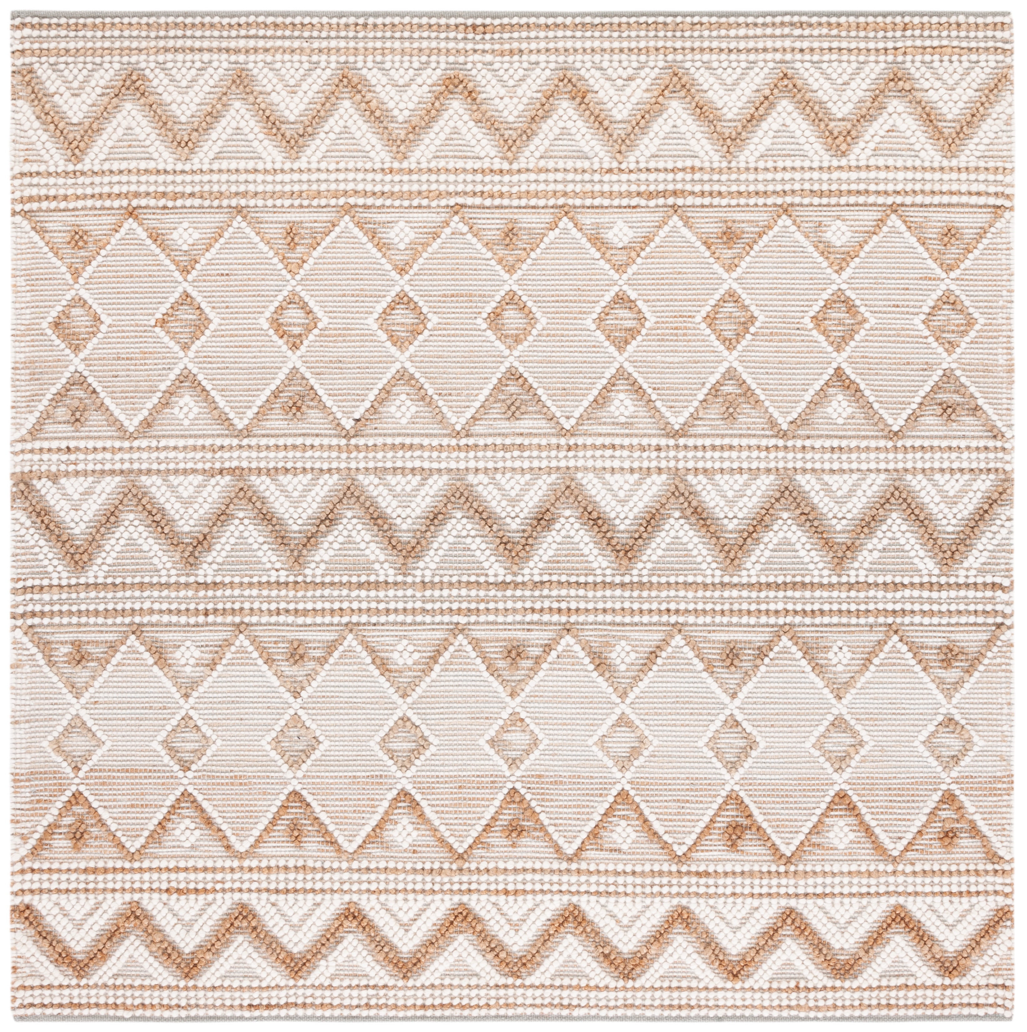 Ivory Hand-Tufted Wool Square Area Rug