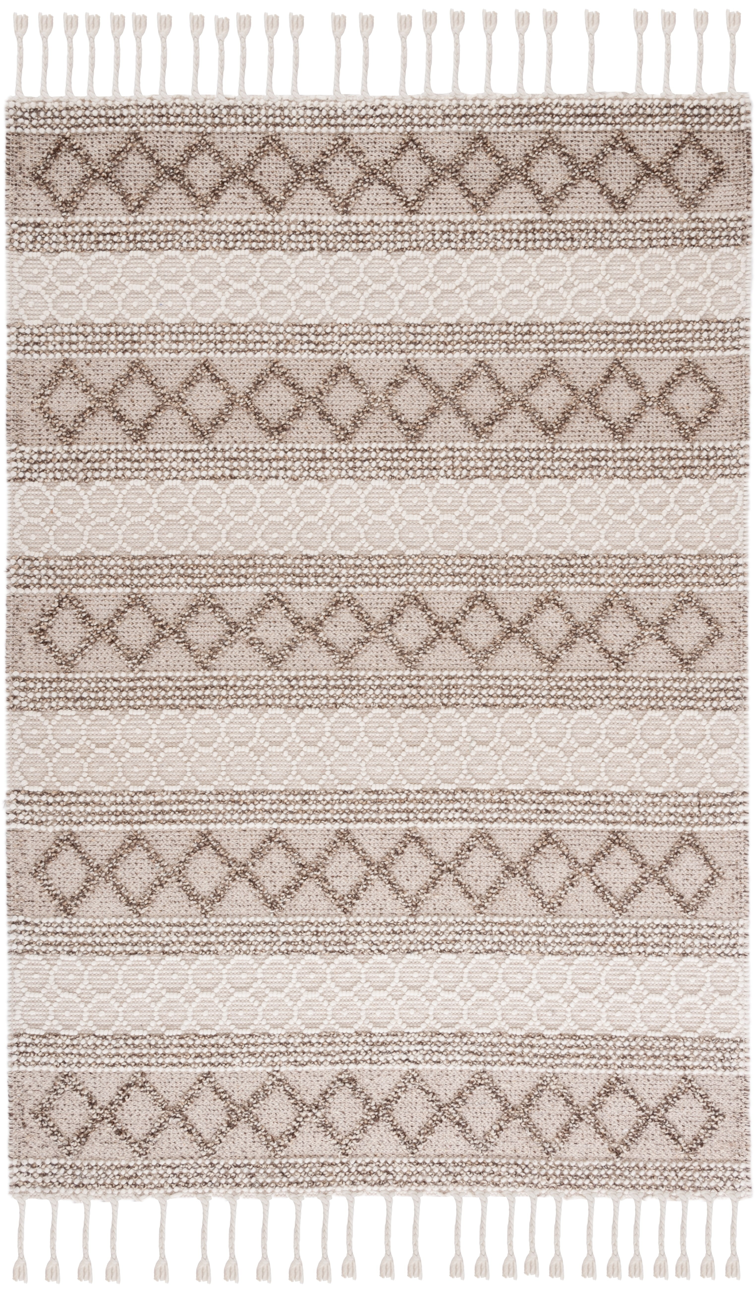 SAFAVIEH Natura Siofra Geometric Striped Area Rug, Ivory/Brown, 5' x 8'