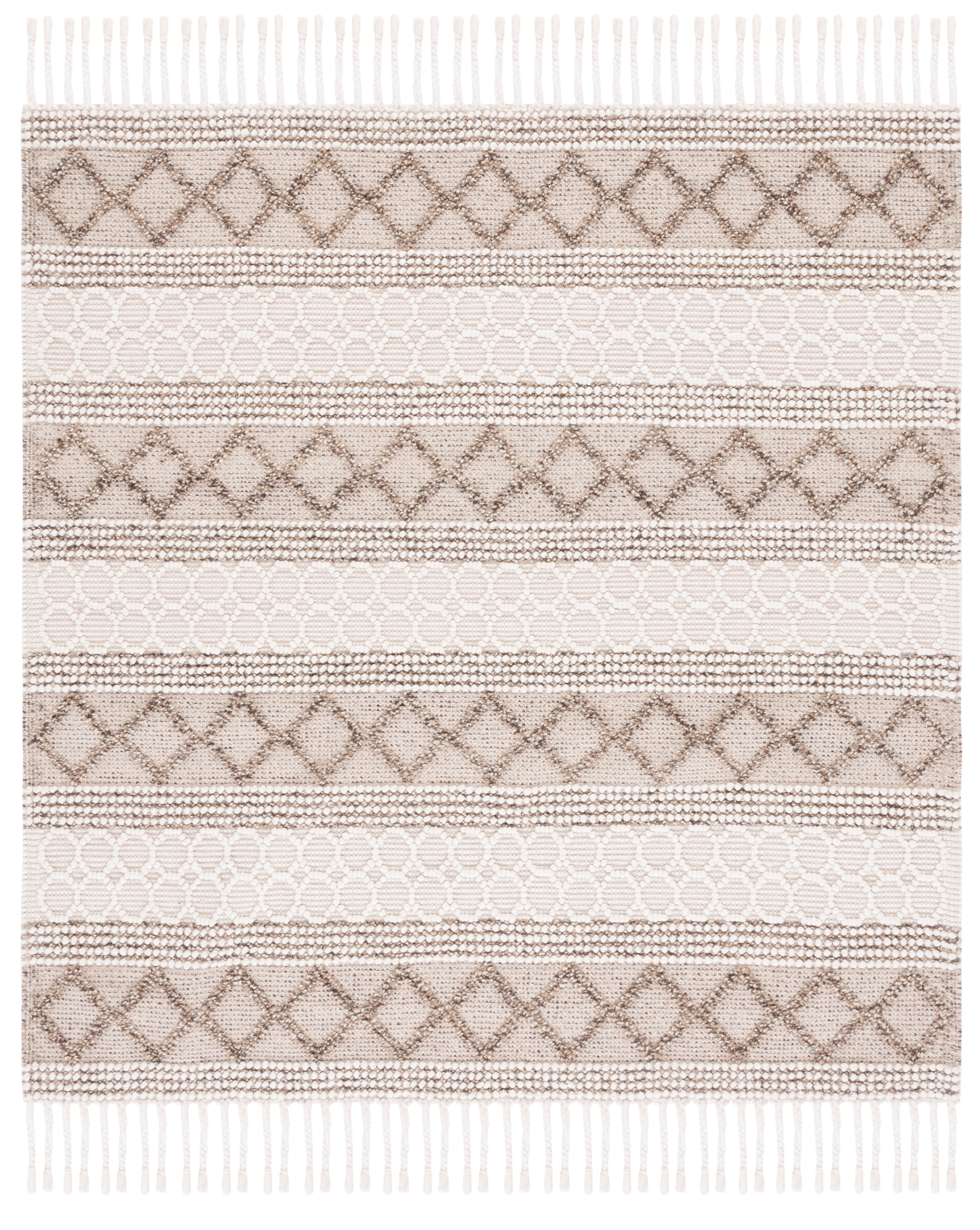 SAFAVIEH Natura Siofra Geometric Striped Area Rug, Ivory/Brown, 6' x 6' Square