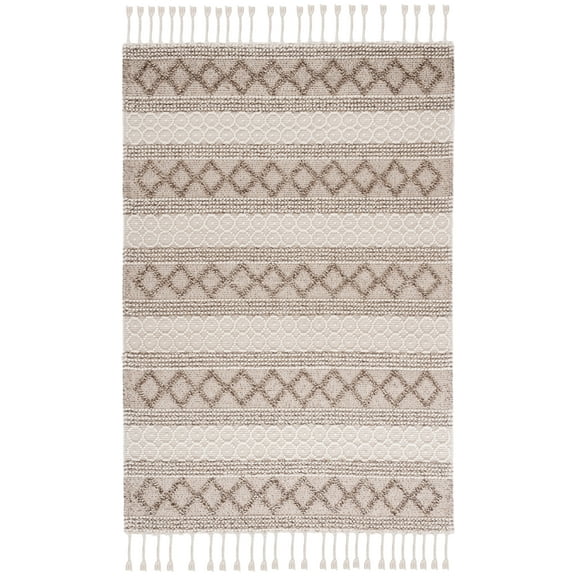 SAFAVIEH Natura Siofra Geometric Striped Area Rug, Ivory/Brown, 8' x 10'