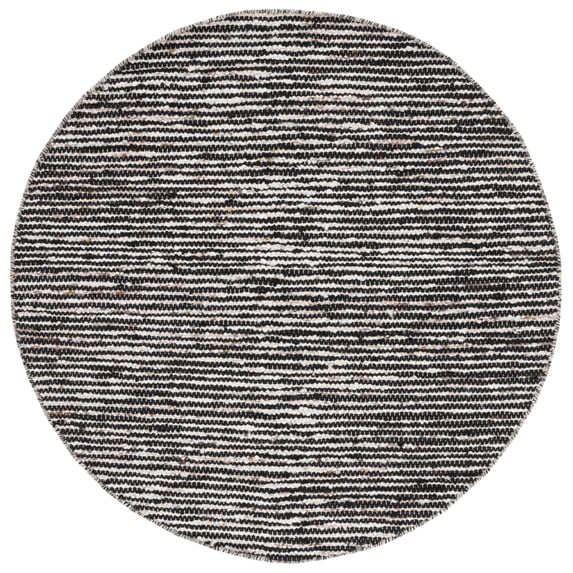 SAFAVIEH Natura Stephen Distressed Area Rug, Black/Ivory, 6' x 6' Round