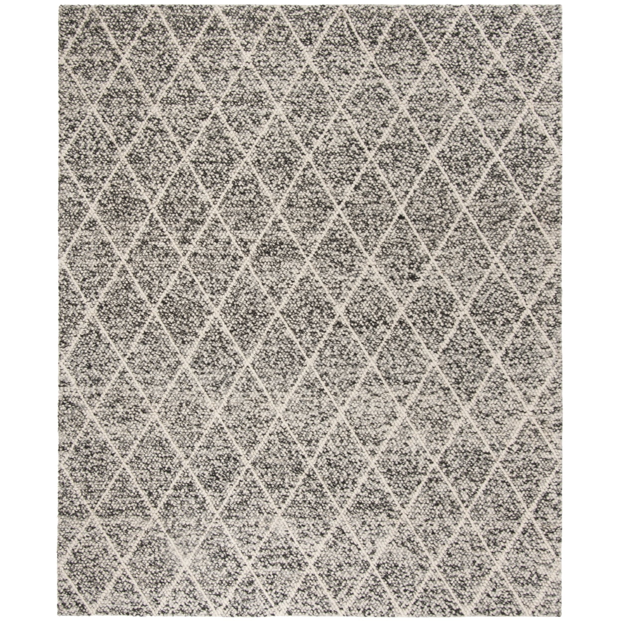 Ivory and Black Hand-Tufted Wool Square Area Rug