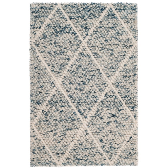 SAFAVIEH Natura Taegan Geometric Diamonds Area Rug, Ivory/Blue, 2' x 3'