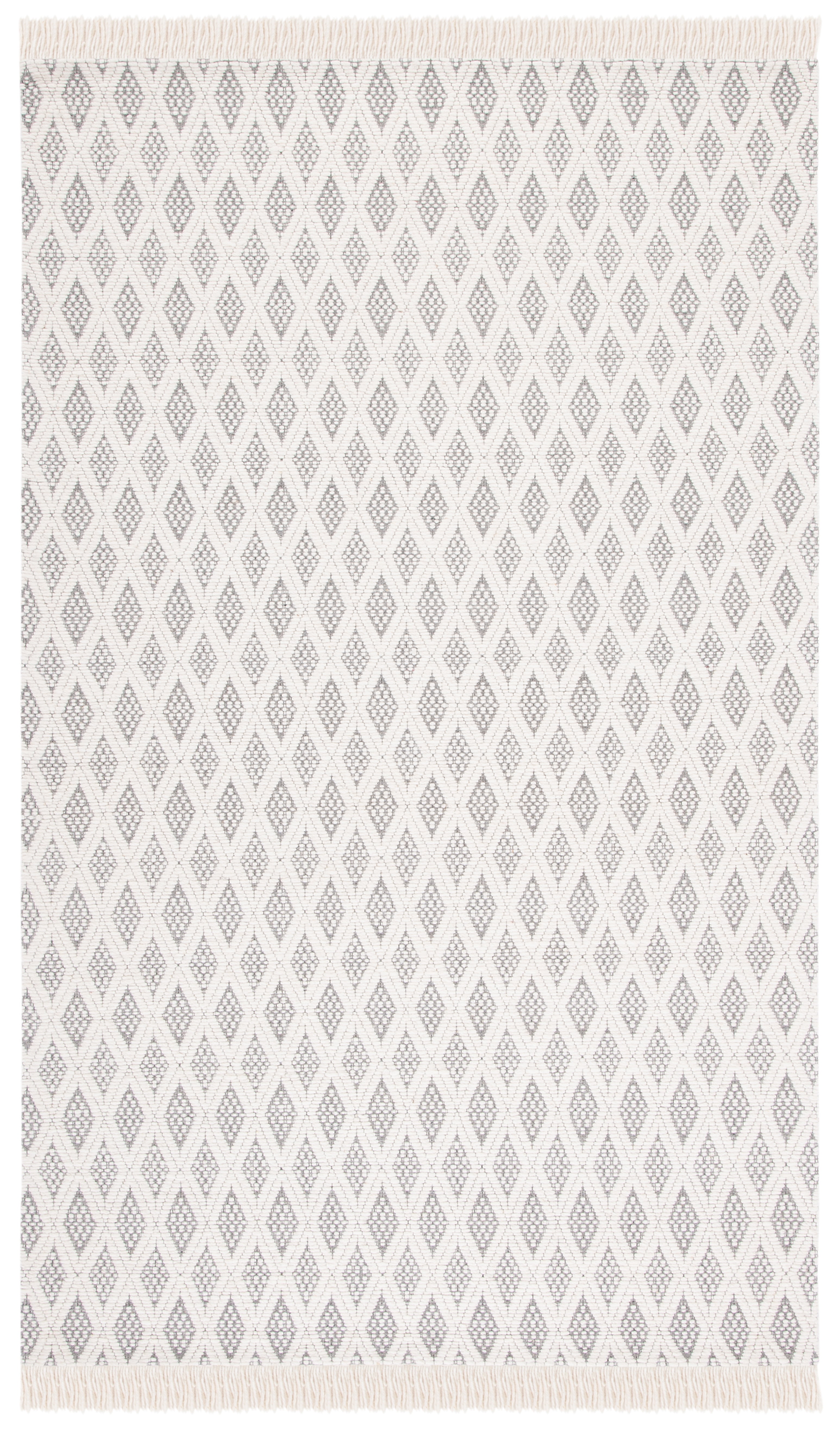 Handmade Ivory and Grey Wool Rectangular Area Rug 3' x 5'