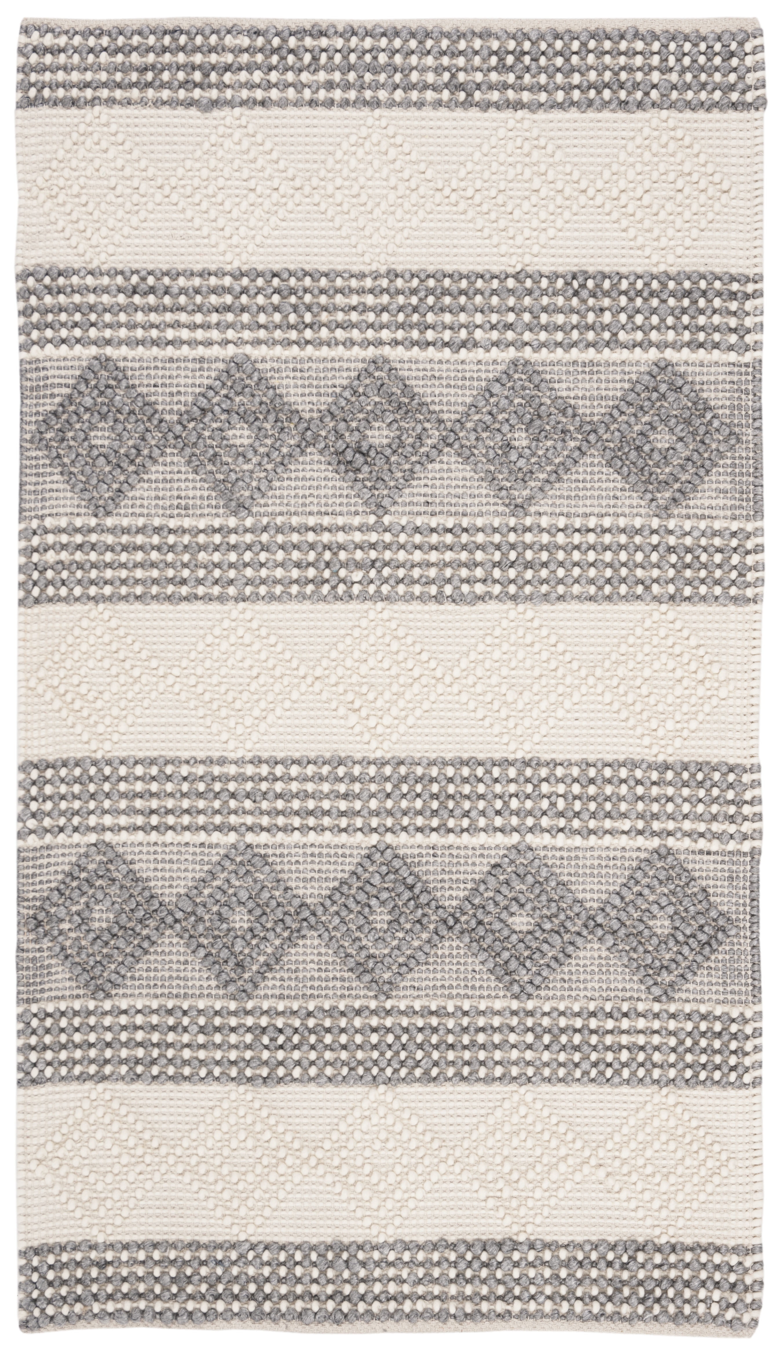 Handmade Gray and Ivory Wool Flat Woven Accent Rug