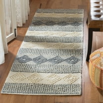 SAFAVIEH Natura Tamsen Geometric Striped Runner Rug, Grey/Ivory, 2'3" x 6'