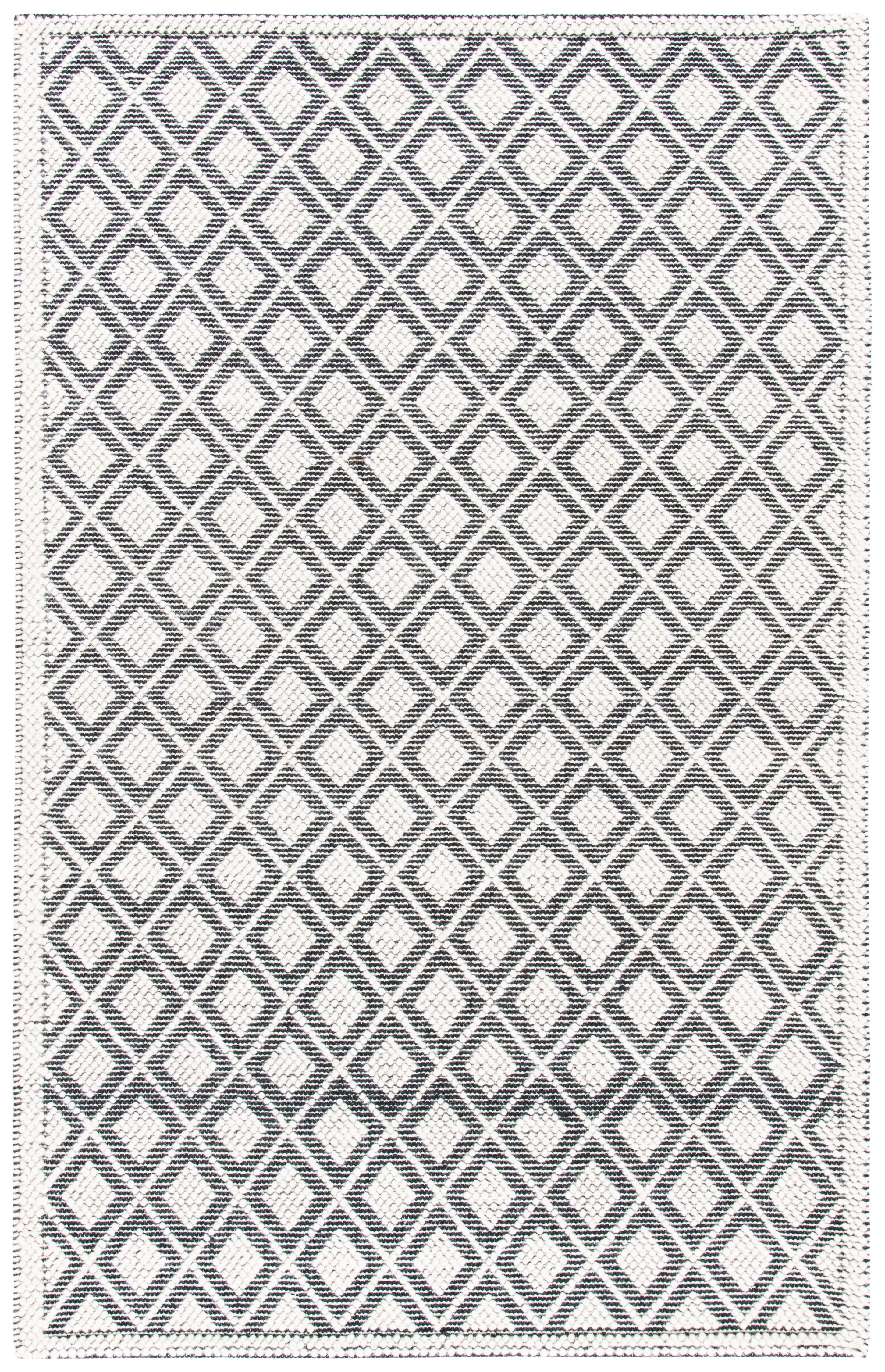 Handmade Black Wool Braided Rectangular Washable Rug