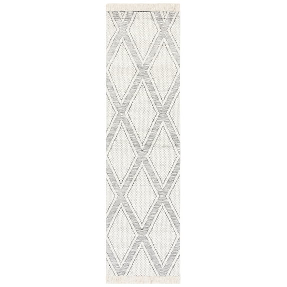 SAFAVIEH Natura Tanisha Diamond Runner Rug, Ivory/Black, 2'3" x 9'