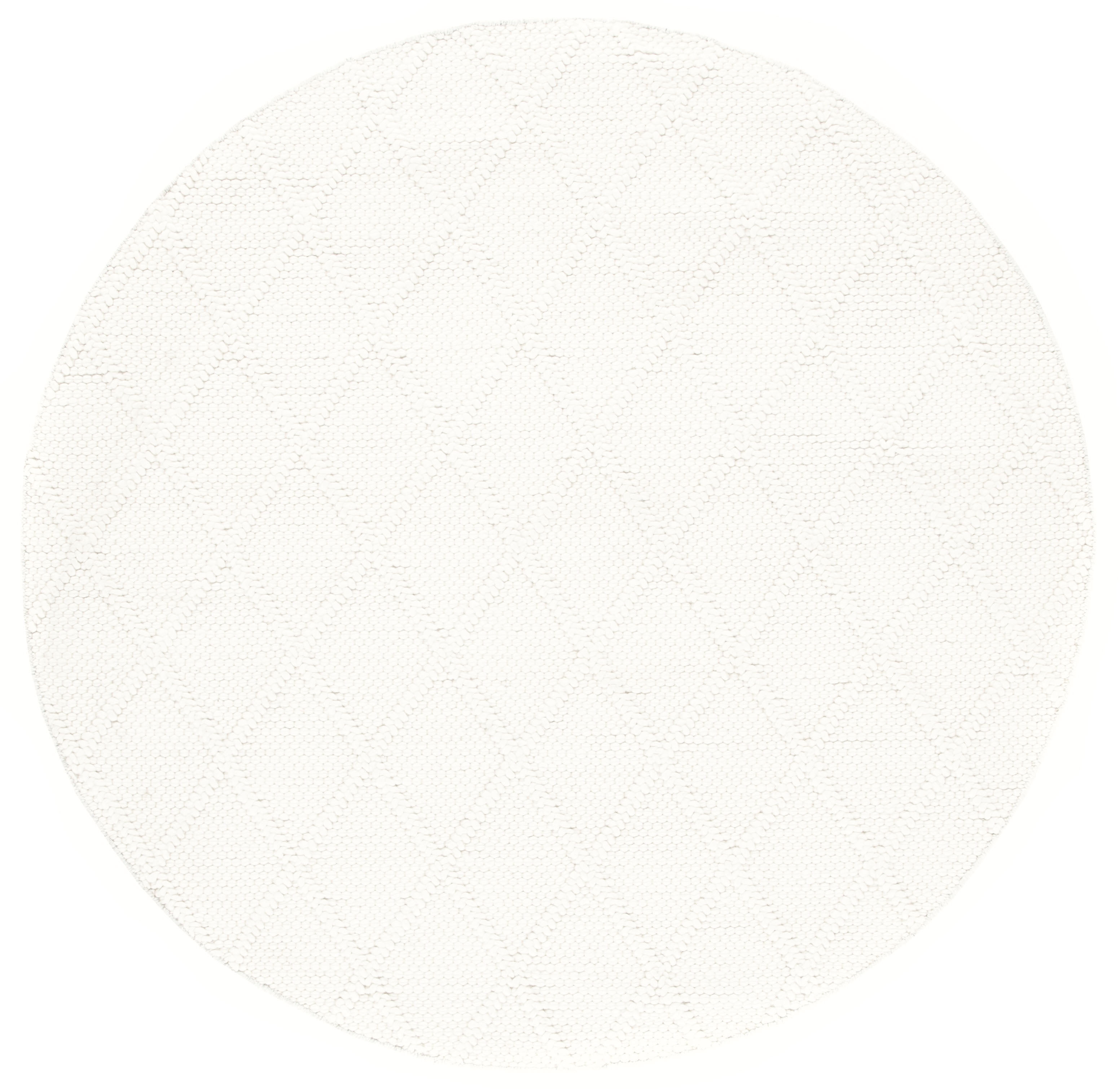 Ivory Round Handwoven Wool and Viscose Area Rug