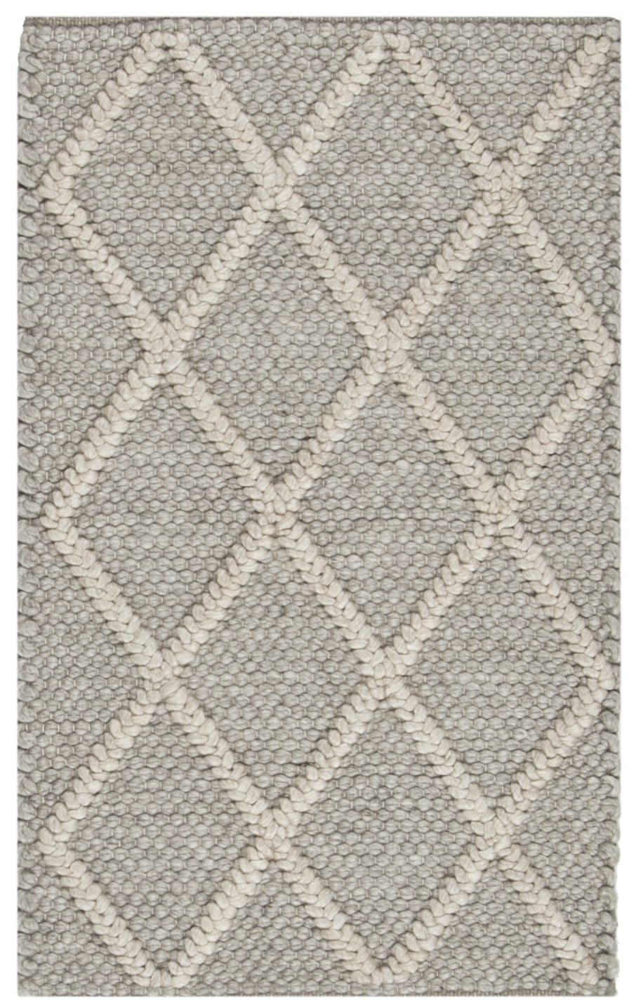 Gray Hand-Tufted Wool and Viscose Geometric Area Rug, 2' x 3'