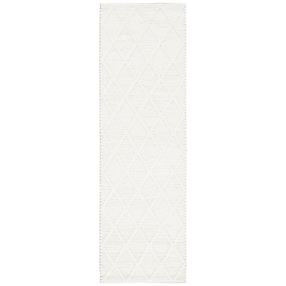 SAFAVIEH Natura Tracery Geometric Diamonds Wool Runner Rug, Ivory, 2'3" x 8'