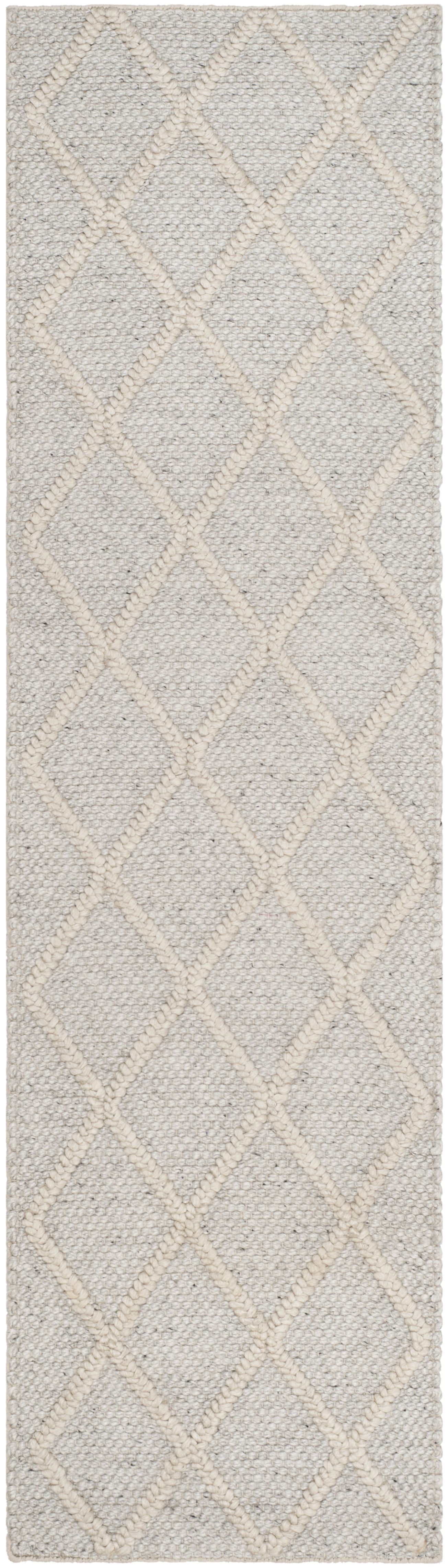 Hand-Tufted Silver and Ivory Wool Runner Rug
