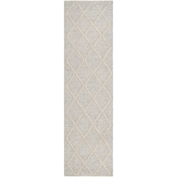 SAFAVIEH Natura Tracery Geometric Runner Rug, Silver/Ivory, 2'3" x 16'