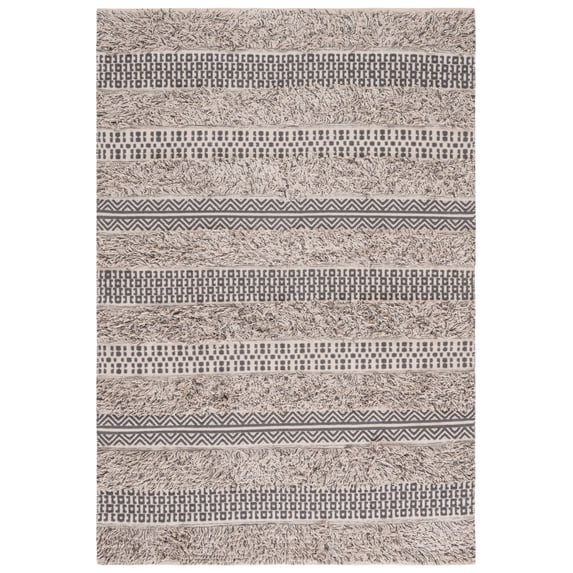 SAFAVIEH Natura Trinity Geometric Cotton Area Rug, Grey/Ivory, 3' x 5'